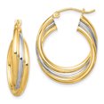 thumbnail image 1 of 925 Sterling Silver Gold Triple Hoop Earrings Round, 1 of 6