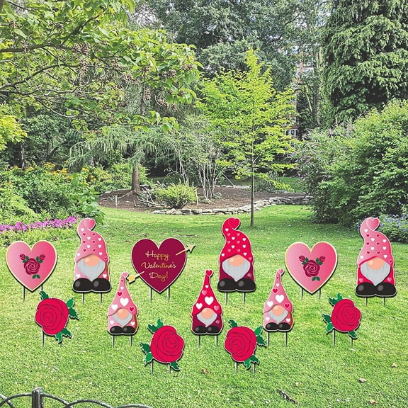 VictoryStore Valentines Day Gnome Yard Decorations Display, Valentine's Day Decorations,  13 Piece Set  (13760)