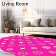 thumbnail image 2 of ODIKA 8'x10' Machine Washable Non-Slip Area Rug, Joyful Snow Celebration Sparkling Festive Embellishment High Traffic Rug with Pad, Pink, 639562, 2 of 8
