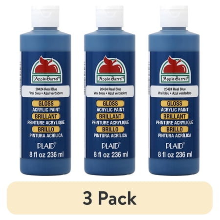 (3 pack) Apple Barrel Acrylic Craft Paint Gloss Finish Real Blue 8 fl oz
