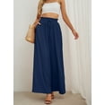 thumbnail image 6 of SHOWMALL Women's Wide Leg Pants Palazzo Pants Dark Blue XL Drawstring Waist Loose Trousers with Pockets, 6 of 8