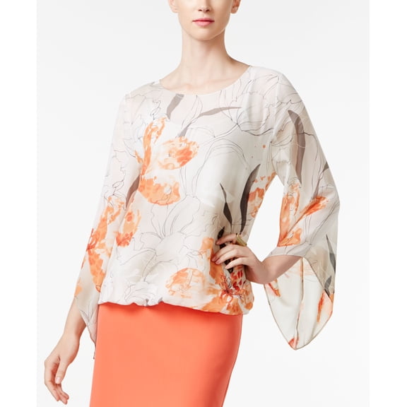 Alfani Petite Printed Angel Sleeve Top Mystic Garden PXS