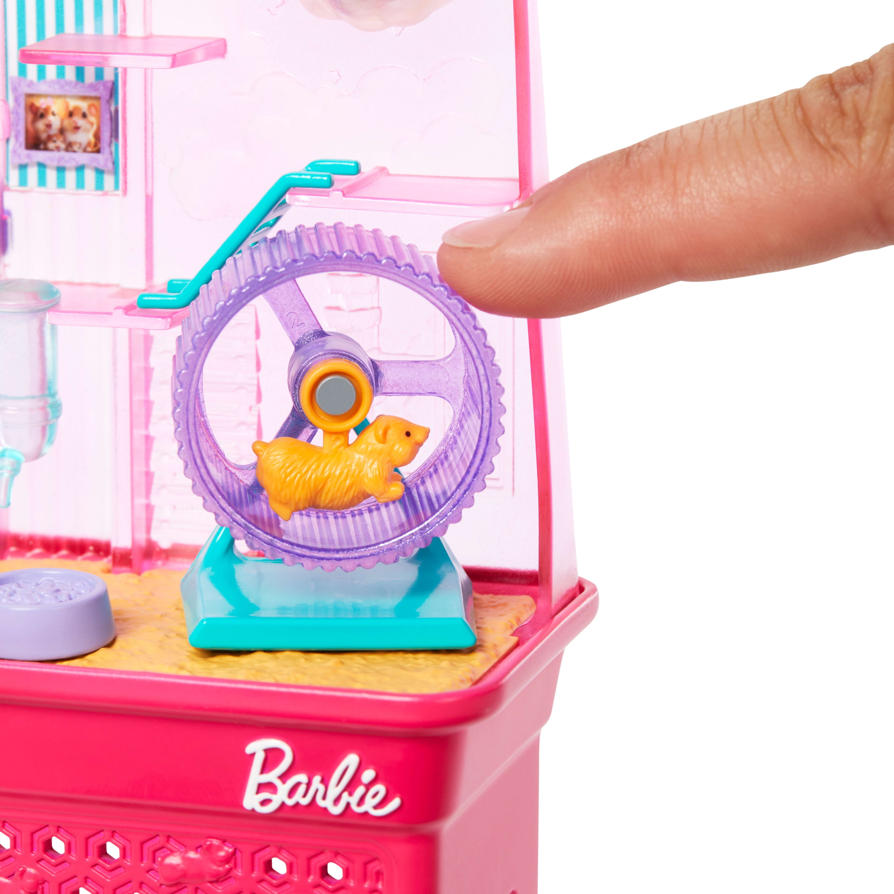 Barbie World Hamster Pet Playground Playset with 9 Pieces Including Wheel, Hamsters, & Food Accessor(图2)