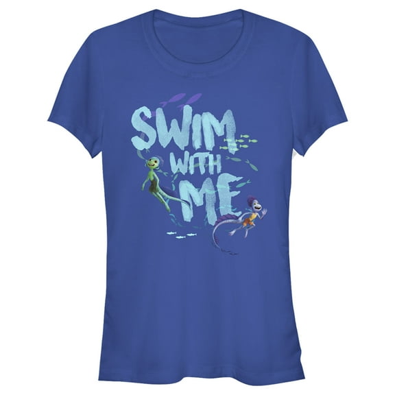 Junior's Luca Swim With Me Sea Monsters  Graphic Tee Royal Blue Small