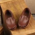 thumbnail image 2 of Shoes For Boys Solid Leather Sport Lazy Casual Boat Toddler Boy Sneakers Brown 28, 2 of 4