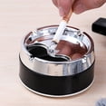 thumbnail image 2 of Apmemiss Clearance Outdoor Cigarette Ashtray Smokeless Stainless Steel Ash Trays Covered Windproof Smell Proof Ashtrays for Outside Patio Home Car Odorless office Tabletop, Black, 2 of 4