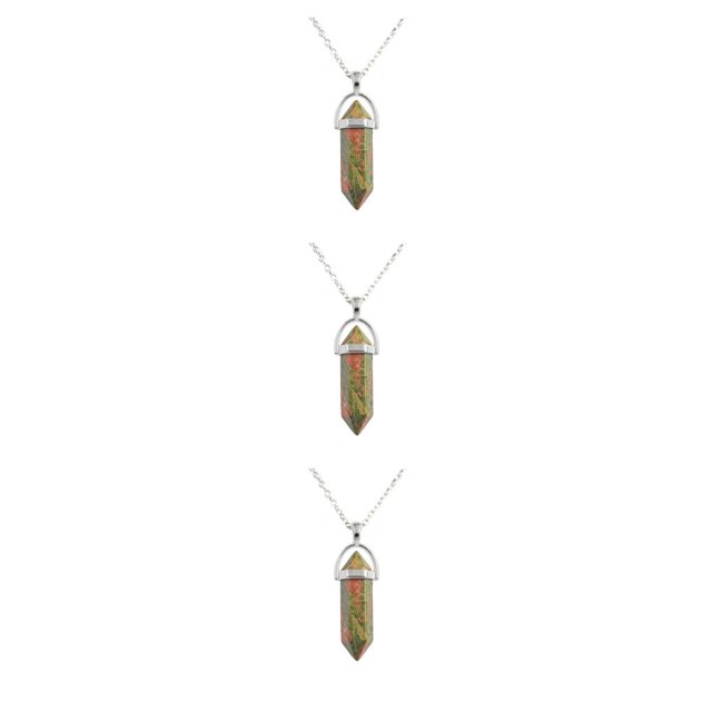 maskred Hexagon Column Charm Findings Handmade Holiday Hanging Pendants Crystal Necklace Earring Keychains Decorations Unakite 3Set