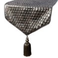 thumbnail image 1 of The HomeCentric Decorative Table Runner 16 x 120 Inch Foil & Beehive with Tassels, Silver, Satin Fabric, Geometric Pattern, Modern, Table Runner, 1 of 3
