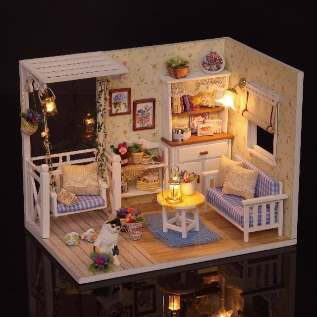 Diario de gatito Pomoko cabaña de bricolaje modelo en miniatura