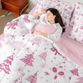 thumbnail image 4 of Manfei Retro Xmas Tree 7-Piece Twin Bedding Sets,Merry Christmas Bedding Comforter Set,Pink White Sheet Sets For Girls Kids,Super Cozy Room Decor Reversible, 4 of 8