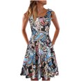 thumbnail image 2 of SMihono Robe d'Été Grande Taille pour Femmes 2023 Robe Décontractée Sans Manches Col Rond Imprimé d'Été pour Plage, 2 of 9