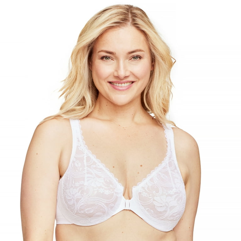 Full Figure Plus Size Wonderwire Front Close Stretch Lace Bra by