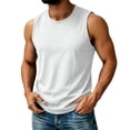thumbnail image 3 of Men's Casual Sports Ice Silk Tank Top Sleeveless Crewneck Quick Dry Breathable Cooling Sun Protection T-Shirt Muscle Vest Summer Gym Workout Fashion Essential | JASKFLY,White L, 3 of 9