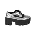 thumbnail image 2 of New Women Bumper Rave-02 Metallic PU Mesh Platform Oxford Chunky Heel Creeper, 2 of 5
