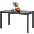 thumbnail image 1 of Extendable Outdoor Patio Dining Table, 33.5"-49.2" Adjustable Rectangular Table with Tempered Glass Top and Rust-Resistant Aluminium Frame for Garden, Deck, Balcony, Dark Grey, 1 of 7