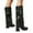 Black, variant on Fold Over Knee High Boots for Women Fashion Square Toe Chunky High Heel Leather Gothic Long Riding Booties
