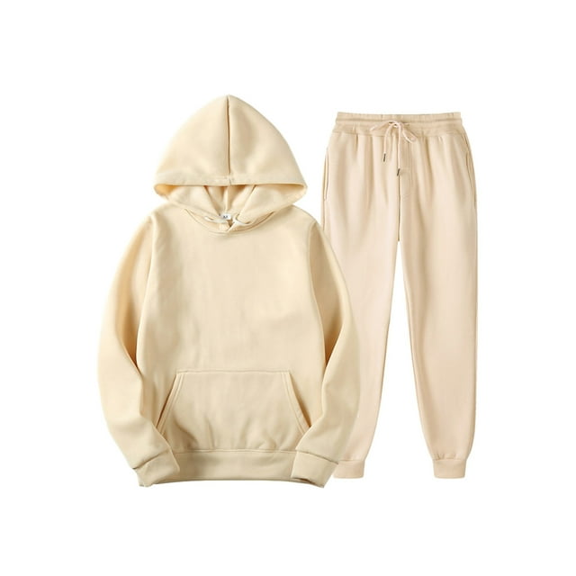 MAWCLOS Ensemble de Survêtement à Capuche 2 Pcs pour Hommes, Sweat à Manches Longues et Pantalon de Jogging, Khaki P