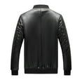 thumbnail image 3 of Baqcunre Mens Winter Coats Men'S Spring And Leisure Standing Neck Windproof And Warm Pu Leather Coat Leather Jacket Leather Jacket Men Tops For Men Black 58, 3 of 6