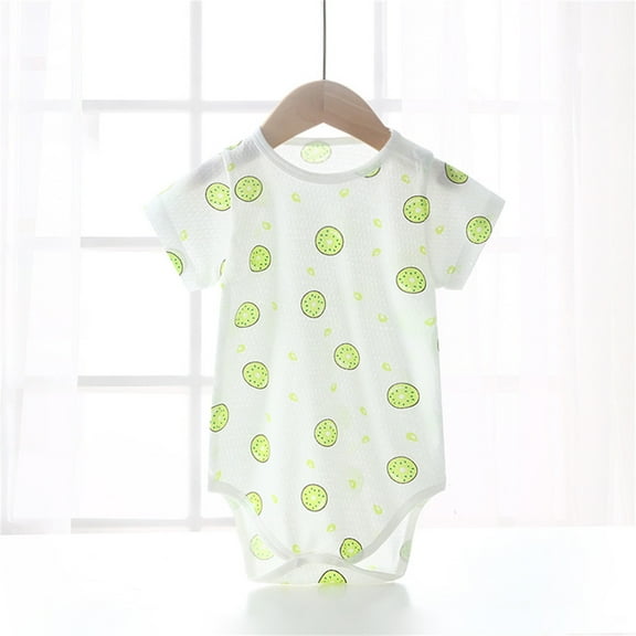 Delliss Short Sleeve Rompers Summer Kiwifruit Print Baby Bodysuit Unisex Newborn Jumpsuit