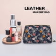 thumbnail image 4 of Retro Hawaiian Style Makeup Bag, Large Capacity Travel Cosmetic Bag for Women Girls- Travel Toiletry Bag Leather Portable Waterproof Makeup Case Organizer with Handle, 4 of 4