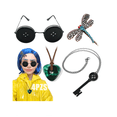 thumbnail image 2 of 4pz Coraline Collar Piedra Verde, llave, broche, gafas De Botón Belug Negro, 2 of 3