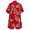 Red, variant on Women's 2 Piece Outfits Kimono Style Tropical Print Cover Ups Half Sleeve Blouse Shorts Set Summer Beachwear