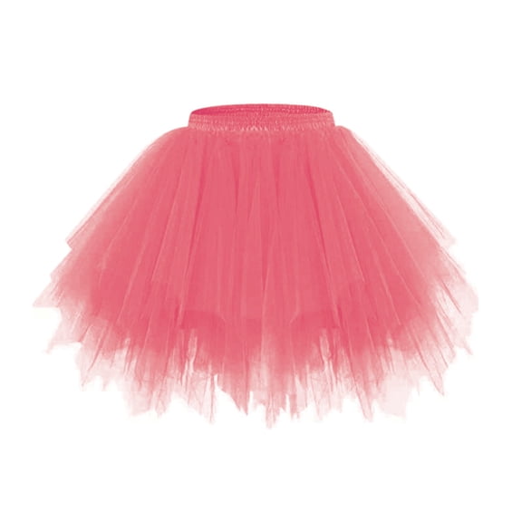 Telankuip Candy Colors Tutu Skirts for Women 2025 50s Vintage Layered Ballet Bubble Dance Skirt for Party Lightweight Comfy Irregular Hem Mini Short Dress Pink XL