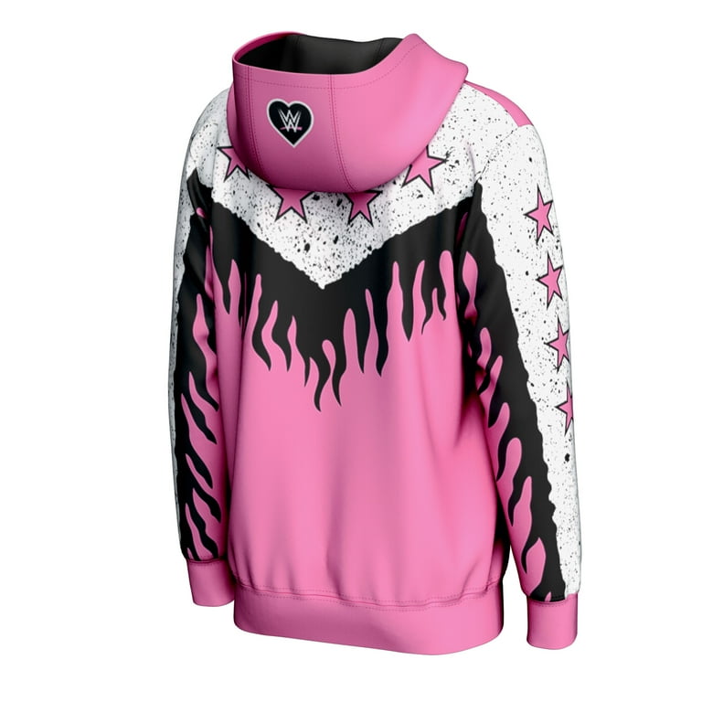 Men's ProSphere Pink Bret Hart Hitman Flames Full-Zip Hoodie