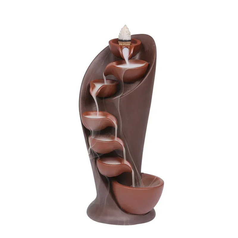 1pc,Handmade Torch Design Ceramics Waterfall Incense Burner Creative Home Decor Incense Holder Portable Ceramic Censer (Without Incense)