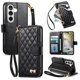 thumbnail image 1 of Funda tipo cartera FOXDOCK para Samsung Galaxy S26, estampado de diamantes, con ranuras para tarjetas, soporte y cremallera - negro, 1 of 6
