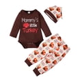thumbnail image 3 of WERYOUNG Baby Boys Thanksgiving Outfits Long Sleeve Letter Printed Triangle Romper Pants Hat Toddler Kids 2 Piece Sets Versatile Clothing Sets 2-3 Years, 3 of 9