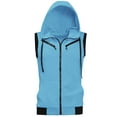 thumbnail image 2 of Unique Bargains Men's Sleeveless Zip Up Drawstring Hooded Vest 42 Sky Blue, 2 of 7