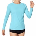 thumbnail image 3 of Miluxas Women's Performance Long Sleeve Sports Pullover Top – Raglan Sleeve Athletic Pocket T Shirt with Moisture Wicking Fabric Blue, 3 of 8