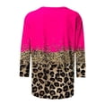 thumbnail image 4 of Pompotops T-shirt Mode Femme Imprimé Léopard Ample Manches 3/4 Col Rond Haut Décontracté Liquidation, 4 of 5