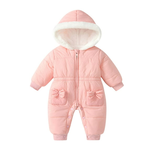 AINIYS Kids Bow-Accented Snowsuit with Hood Children's Clothing for Winter & Outdoor Wear Pink 0 Months