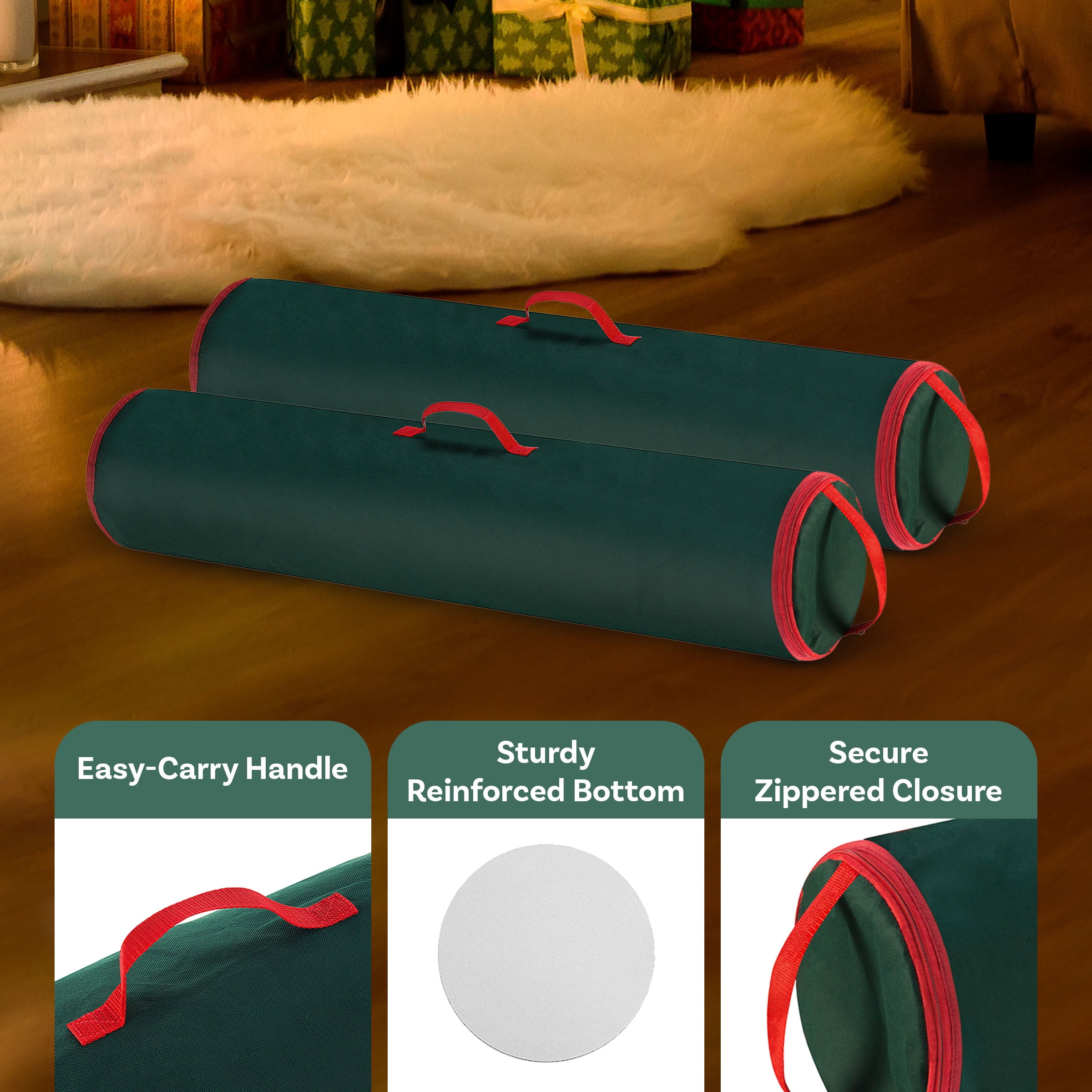 Elf Stor 2-Pack Gift Wrap 40.5 inch Wrapping Paper Storage Bag Green Stand-up