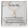 thumbnail image 1 of To My Wife You Have Stood by Me Alluring Ribbon Necklace Message Card, 1 of 7