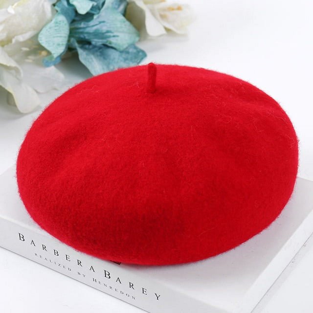 LinYooLi Bérets Français pour Femmes Printemps Automne Hiver Bérets d'Extérieur Style de Rue Casquette Simple Laine Chaude Bonnet Féminin