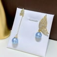 thumbnail image 2 of EOEMY Natural 7-8 mm Glacier Blue Akoya Round Pearl Earrings 925S, 2 of 4