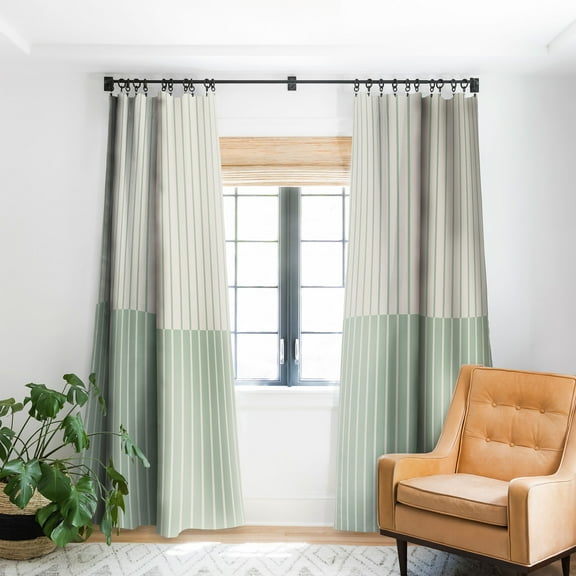 Society6 Colour Poems Color Block Lines Green Blackout Curtain Single Panel Green Modern 50" x 96"