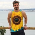 thumbnail image 6 of Cauagu Golden Sunflower in Blue Print Men's Sleeveless Muscle Shirts,Tank Tops Quick Dry Workout Tank Top Gym Muscle Tee Fitness Bodybuilding T Shirt for Men-X-Large, 6 of 7