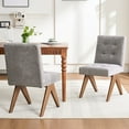 thumbnail image 4 of Kidol & Shellder Modern Upholstered Dining Chairs Set of 2 Tufted Armless Kitchen Chairs with Linen Fabric & Wooden Legs,Light Gray, 4 of 9