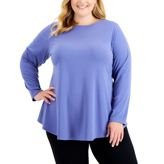 Alfani Plus Size Shirttail Hem Tunic Pewter 4X