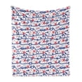 thumbnail image 1 of Starfish Soft Flannel Fleece Throw Blanket, Nautical Pattern with Navy Marine Rope Red Starfish Shells Scallops Seahorses, Cozy Plush for Indoor and Outdoor Use, 70" x 90", Multicolor, by Ambesonne, 1 of 6