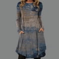 thumbnail image 2 of Vestido HUOGUO para mujer, cuello en O, manga larga, estampado floral, 2 of 5