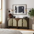 thumbnail image 2 of Nathan James Paxton Boho Wood Storage Cabinet with Doors, Small Storage Cabinet for Living Room or Kitchen with Rattan Door Details, Dark Walnut, 2 of 6