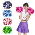 thumbnail image 2 of Cheerleading Metallic Pom Poms with Handle Vibrant Color Cheering Squad Hand Flower Pompoms Party Accessories, 2 of 7