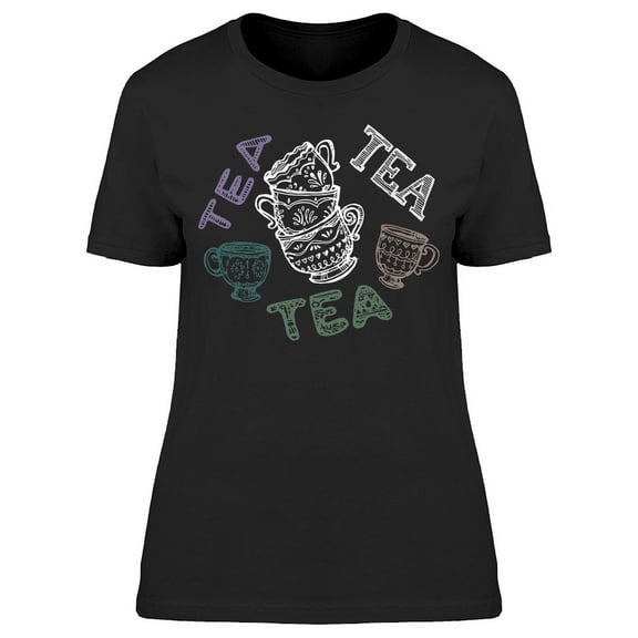 Tea Cups Drawing T-Shirt Women -Image by Shutterstock, Female Large