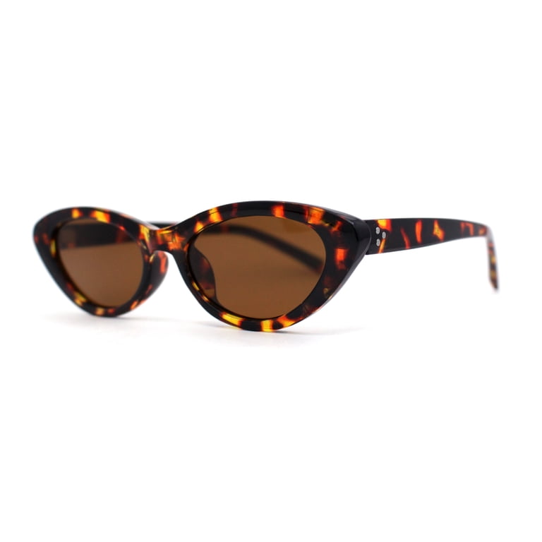 Womens Classic Mod Soft Cat Eye Plastic Sunglasses Tortoise  display picture 2