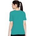 thumbnail image 3 of eloria Women's T-Shirt Round Neck Solid Color Plain Half Sleeve T-Shirt Color: Teal | Size: 3XL, 3 of 7